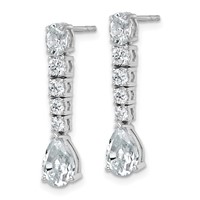 14K White Gold 2.50 Carat Lab Grown Diamond VS+ F+ Complete Fashion Dangle Post Earrings view 2