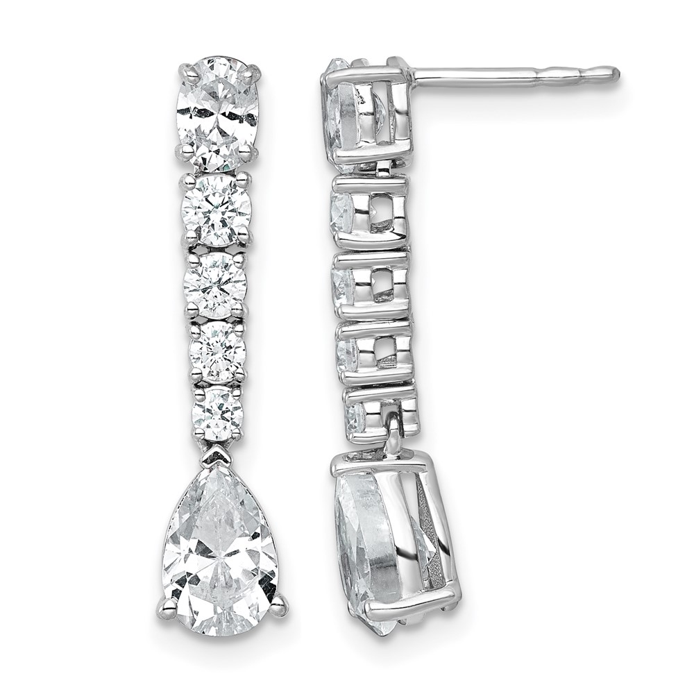 14K White Gold 2.50 Carat Lab Grown Diamond VS+ F+ Complete Fashion Dangle Post Earrings