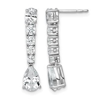 14K White Gold 2.50 Carat Lab Grown Diamond VS+ F+ Complete Fashion Dangle Post Earrings view 1