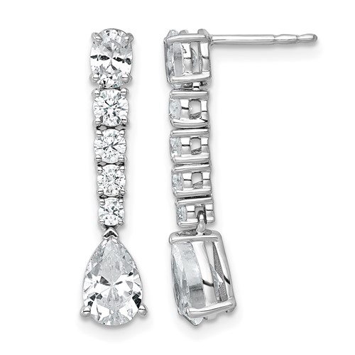 14K White Gold 2.50 Carat Lab Grown Diamond VS+ F+ Complete Fashion Dangle Post Earrings