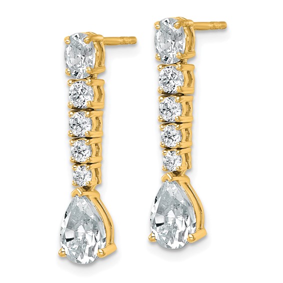 Gold Diamond Dangle Post Earrings