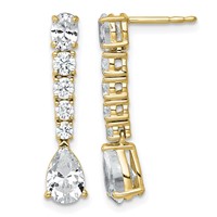 14K Yellow Gold 2.50 Carat Lab Grown Diamond VS+ F+ Complete Fashion Dangle Post Earrings view 1