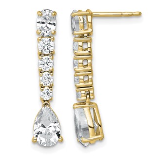 Gold Diamond Dangle Post Earrings