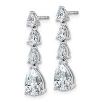 14K White Gold 3 Carat Lab Grown Diamond VS+ F+ Complete Fashion Dangle Post Earrings view 2