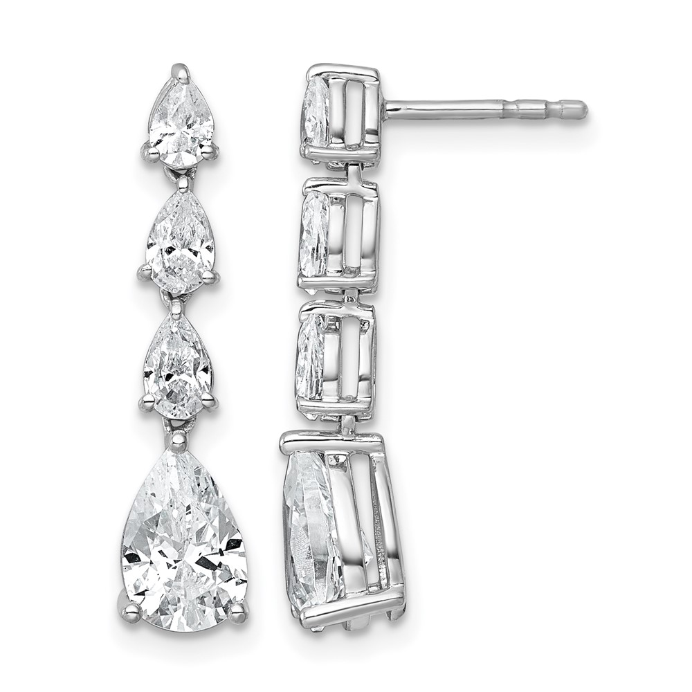 14K White Gold 3 Carat Lab Grown Diamond VS+ F+ Complete Fashion Dangle Post Earrings