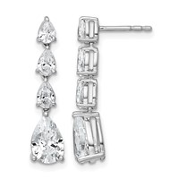 14K White Gold 3 Carat Lab Grown Diamond VS+ F+ Complete Fashion Dangle Post Earrings view 1