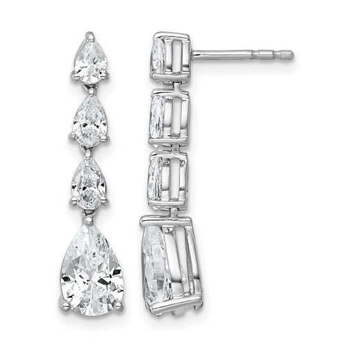 14K White Gold 3 Carat Lab Grown Diamond VS+ F+ Complete Fashion Dangle Post Earrings
