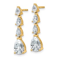 14K Yellow Gold 3 Carat Lab Grown Diamond VS+ F+ Complete Fashion Dangle Post Earrings view 2