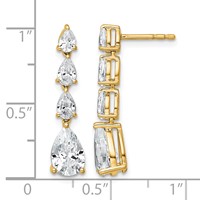 14K Yellow Gold 3ct Cert Lab Grown Dia VS+ F+ Comp. Dangle Post Earrings view 2