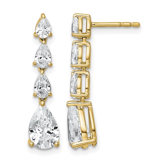 Gold Diamond Dangle Post Earrings