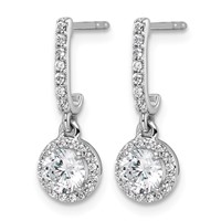 14K White Gold Lab Grown Dia VS+ F+ Comp Fashion Dangle Post Earrings view 2