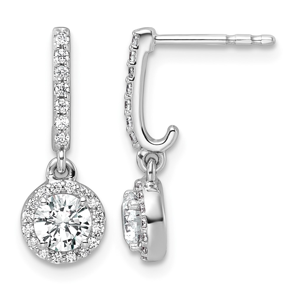 14K White Gold Lab Grown Dia VS+ F+ Comp Fashion Dangle Post Earrings
