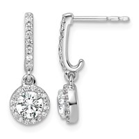 14K White Gold Lab Grown Dia VS+ F+ Comp Fashion Dangle Post Earrings view 1