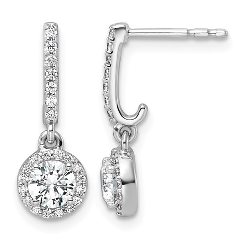14K White Gold Lab Grown Dia VS+ F+ Comp Fashion Dangle Post Earrings