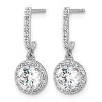 14K White Gold Lab Grown Dia VS+ F+ Comp Fashion Dangle Post Earrings view 2