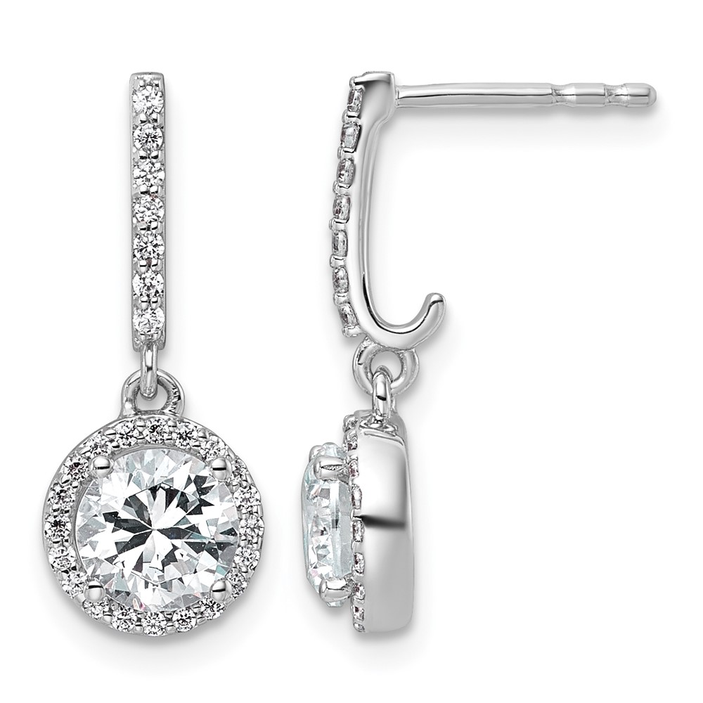 14K White Gold Lab Grown Dia VS+ F+ Comp Fashion Dangle Post Earrings