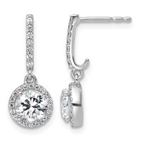 14K White Gold Lab Grown Dia VS+ F+ Comp Fashion Dangle Post Earrings view 1