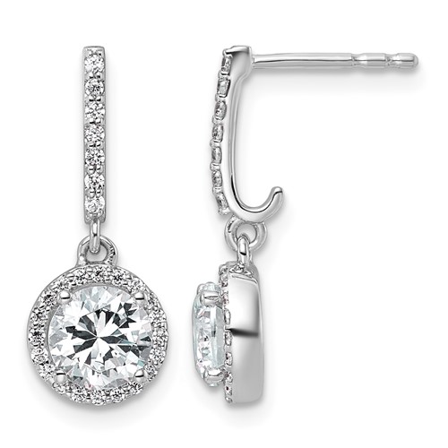 14K White Gold Lab Grown Dia VS+ F+ Comp Fashion Dangle Post Earrings
