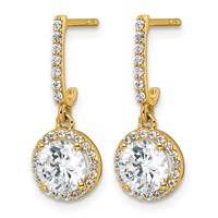 14K Yellow Gold Lab Grown Diamond VS+ F+ Complete Fashion Dangle Post Earrings view 2