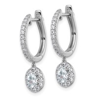 14K White Gold 1 Carat Lab Grown Diamond VS+ F+ Complete Dangle Hoop Earrings view 2