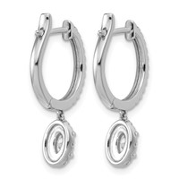 14K White Gold 1 Carat Lab Grown Diamond VS+ F+ Complete Dangle Hoop Earrings view 3