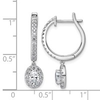 14K White Gold 1 Carat Lab Grown Diamond VS+ F+ Complete Dangle Hoop Earrings view 4