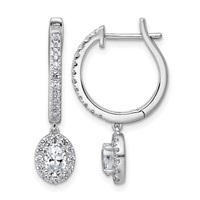 14K White Gold 1 Carat Lab Grown Diamond VS+ F+ Complete Dangle Hoop Earrings view 1