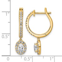 14K Yellow Gold 1 Carat Lab Grown Diamond VS+ F+ Complete Dangle Hoop Earrings view 2