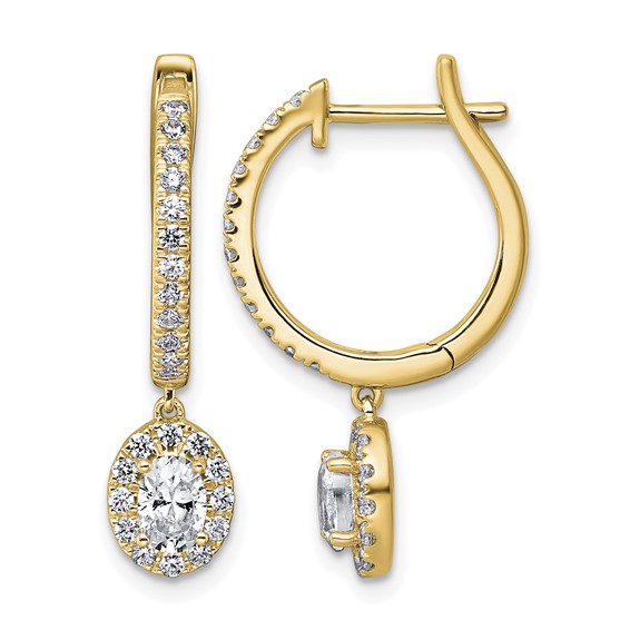 Gold Diamond Dangle Hinged Hoop Earrings