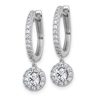 14K White Gold 1 Carat Lab Grown Diamond VS+ F+ Complete Dangle Hoop Earrings view 2