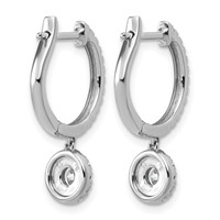 14K White Gold 1 Carat Lab Grown Diamond VS+ F+ Complete Dangle Hoop Earrings view 3