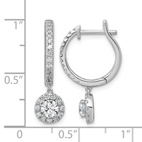 14K White Gold 1 Carat Lab Grown Diamond VS+ F+ Complete Dangle Hoop Earrings view 4