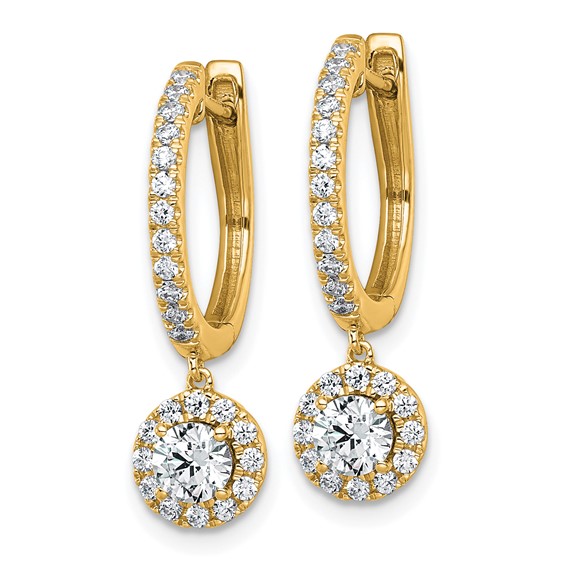 Gold Diamond Dangle Hinged Hoop Earrings