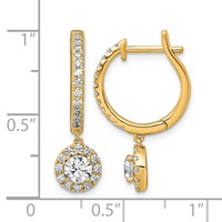 14K Yellow Gold 1 Carat Lab Grown Diamond VS+ F+ Complete Dangle Hoop Earrings view 3