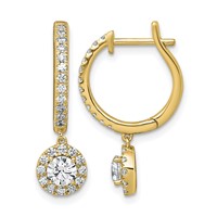 14K Yellow Gold 1 Carat Lab Grown Diamond VS+ F+ Complete Dangle Hoop Earrings view 1