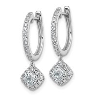 14K White Gold 1 Carat Lab Grown Diamond VS+ F+ Complete Dangle Hoop Earrings view 2