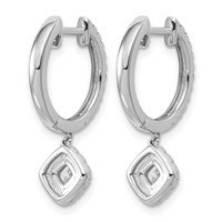 14K White Gold 1 Carat Lab Grown Diamond VS+ F+ Complete Dangle Hoop Earrings view 3