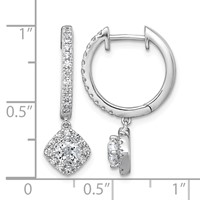 14K White Gold 1 Carat Lab Grown Diamond VS+ F+ Complete Dangle Hoop Earrings view 4