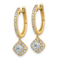 14K Yellow Gold 1 Carat Lab Grown Diamond VS+ F+ Complete Dangle Hoop Earrings view 2