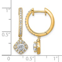 14K Yellow Gold 1 Carat Lab Grown Diamond VS+ F+ Complete Dangle Hoop Earrings view 3