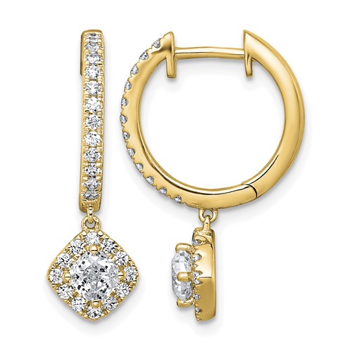 14K Yellow Gold 1 Carat Lab Grown Diamond VS+ F+ Complete Dangle Hoop Earrings