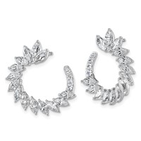 14K White Gold 3.75 Carat Lab Grown Diamond VS+ F+ Complete Fashion J-Hoop Post Earrings view 2