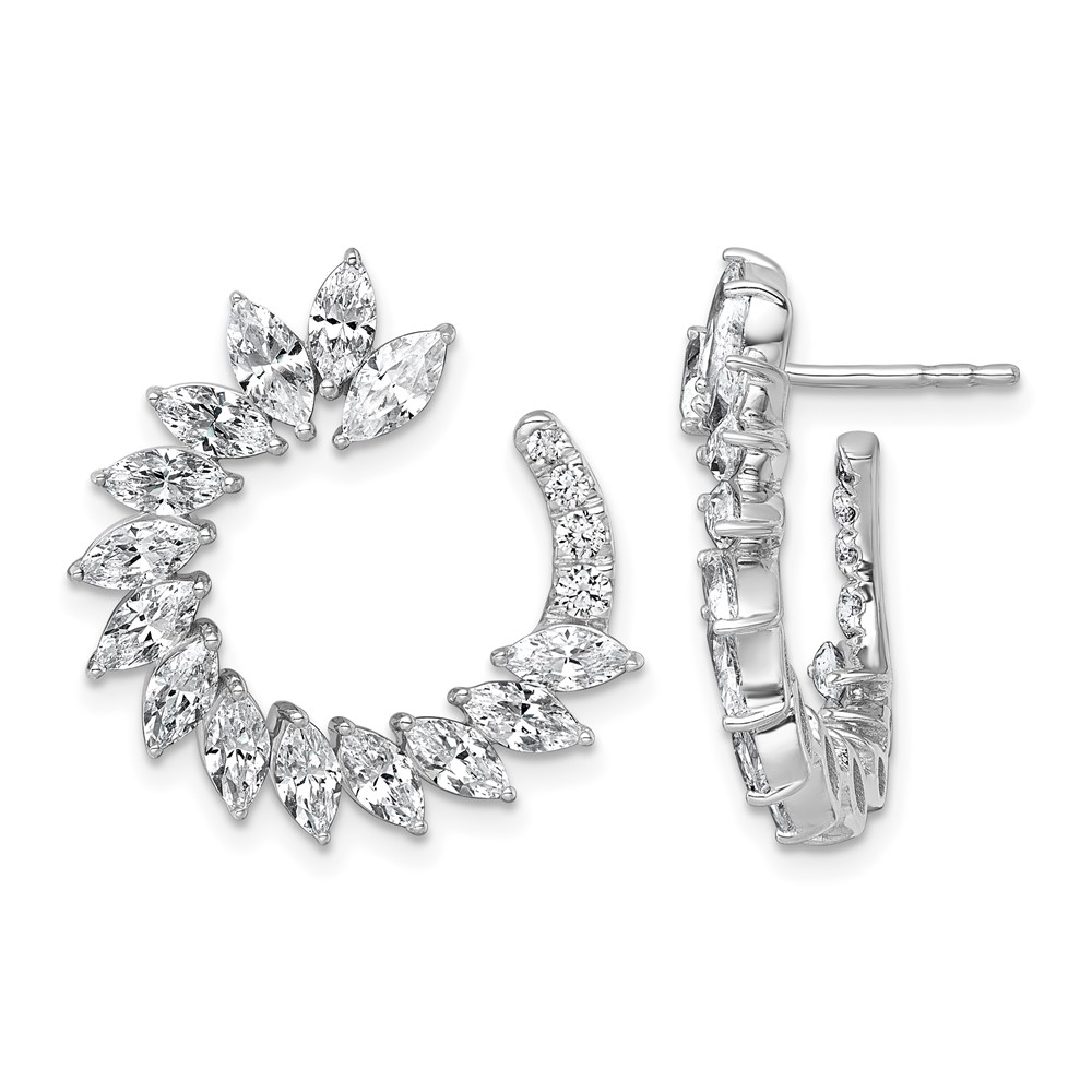 14K White Gold 3.75 Carat Lab Grown Diamond VS+ F+ Complete Fashion J-Hoop Post Earrings