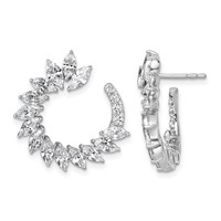 14K White Gold 3.75 Carat Lab Grown Diamond VS+ F+ Complete Fashion J-Hoop Post Earrings view 1