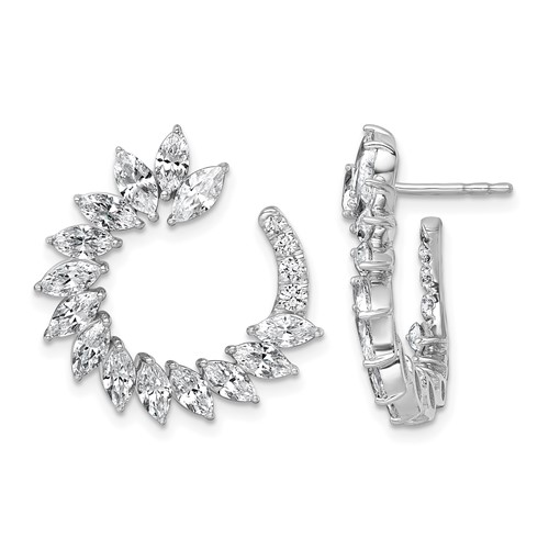 14K White Gold 3.75 Carat Lab Grown Diamond VS+ F+ Complete Fashion J-Hoop Post Earrings