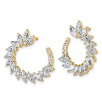 14K Yellow Gold 3.75 Carat Lab Grown Diamond VS+ F+ Complete Fashion J-Hoop Post Earrings view 2