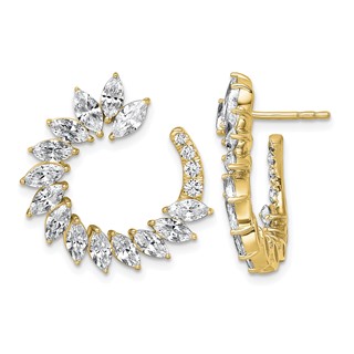 Gold Diamond Decorative Round Post Earrings