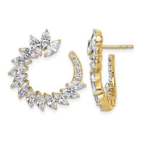 14K Yellow Gold 3.75 Carat Lab Grown Diamond VS+ F+ Complete Fashion J-Hoop Post Earrings