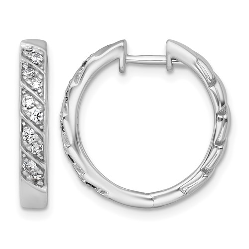 14K White Gold 0.33 Carat Lab Grown Diamond VS+ F+ Complete Fashion Hoop Earrings