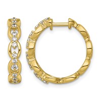 14K Yellow Gold 0.38 Carat Lab Grown Diamond VS+ F+ Complete Fashion Hoop Earrings view 1